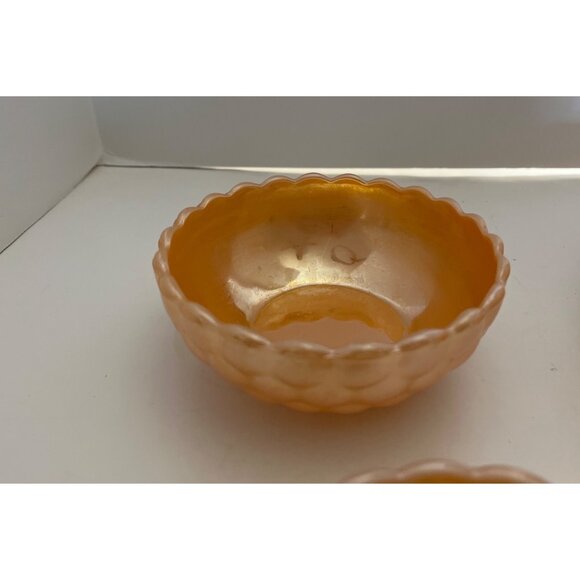 FireKing Peach Luster Bubble Pattern Serving Bowls Set of 3 - Picture 5 of 7